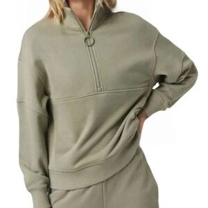 Vuori Women’s Sedona Rib Half Zip Crewneck sweatshirt  Metal Green XS